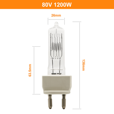 80V 1200W 230v 1000w Halojen Lamba G22 İki Pinli Halojen Ampul