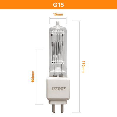 Film Stüdyosu Tiyatrosu için 110V 230v 2000w Halojen Ampul Kuvars Lamba G15 3200K