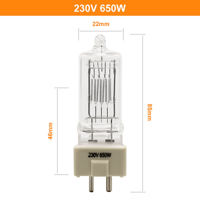 16250lm Sahne Işığı Halojen Ampul GY9.5 650W 230V Halojen Kuvars Lamba Tiyatro Spot Ampul