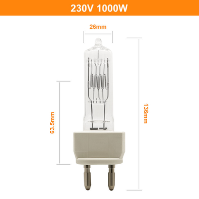 230v 1000w Tek Uçlu Halojen Ampul Film Stüdyosu Aydınlatma Film Projektör Lambaları 300h